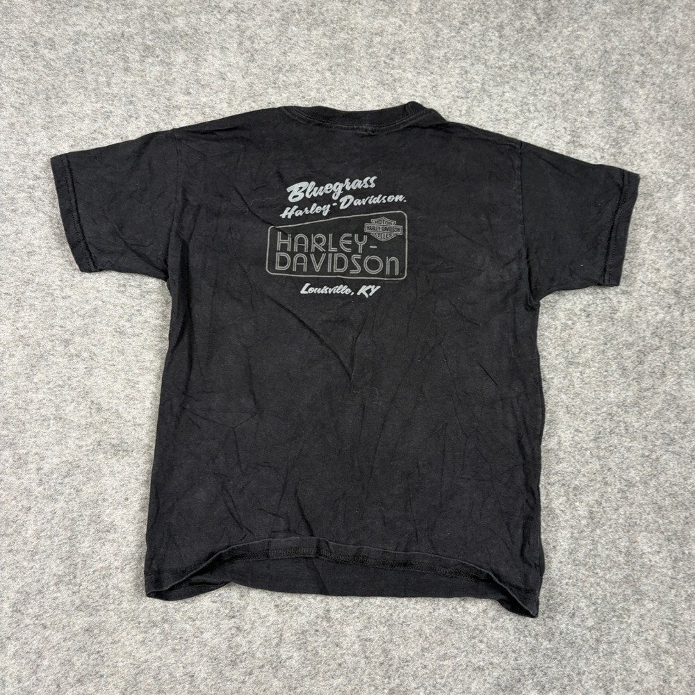 Harley Davidson T-Shirt Youth Small Black Bluegrass Louisville KY Graphic Tee - Picture 5 of 7